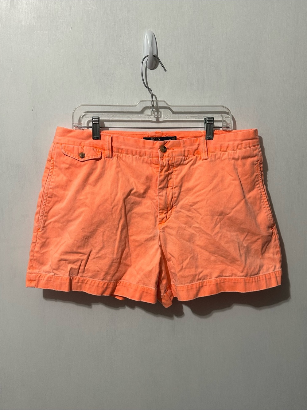Polo Ralph Lauren Womens Sz 14 Chino Shorts Neon Orange Cotton